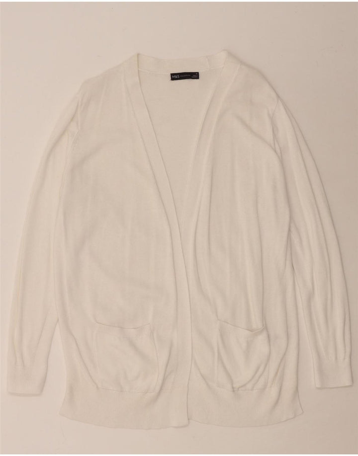 MARKS & SPENCER Womens Open Cardigan Sweater UK 16 Large White Cotton