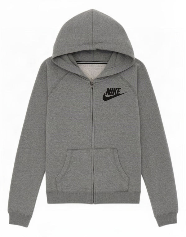Nike hættetrøje med lynlås til kvinder UK 14 mellemgrå bomuld