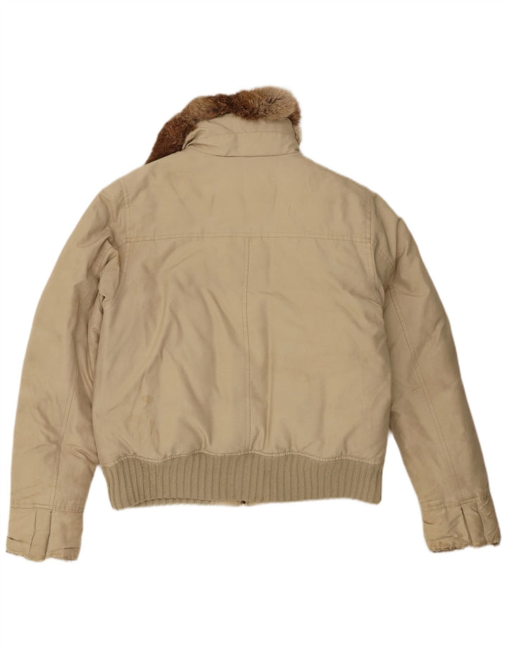 Woolrich Dame Polstret Jakke UK 14 Medium Beige Bomuld