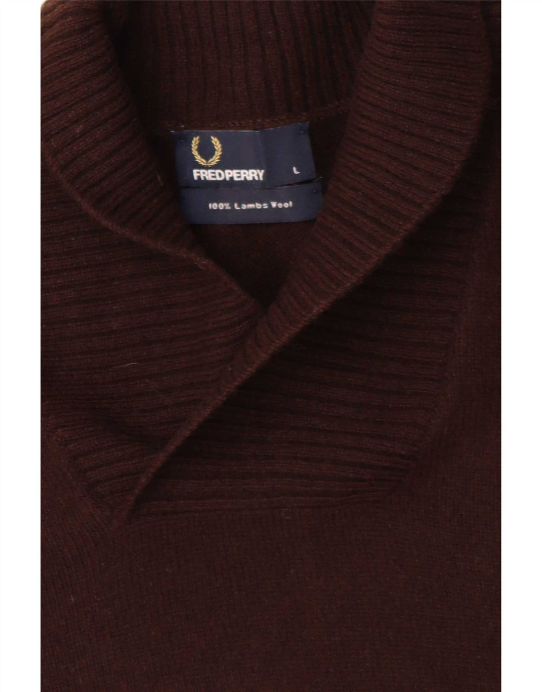 Fred Perry Herre Shawl Neck Jumper Sweater Stor Brun Lammeuld