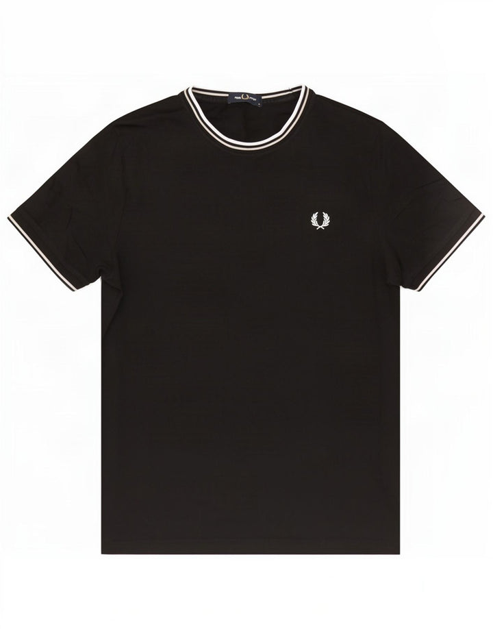 Fred Perry Herre T-shirt Top Medium Sort Bomuld