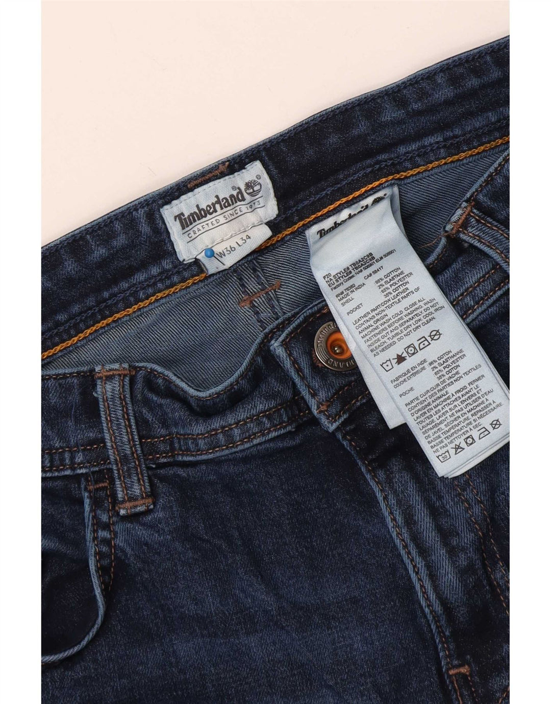 Timberland Straight Jeans til mænd W36 L34 Marineblå bomuld