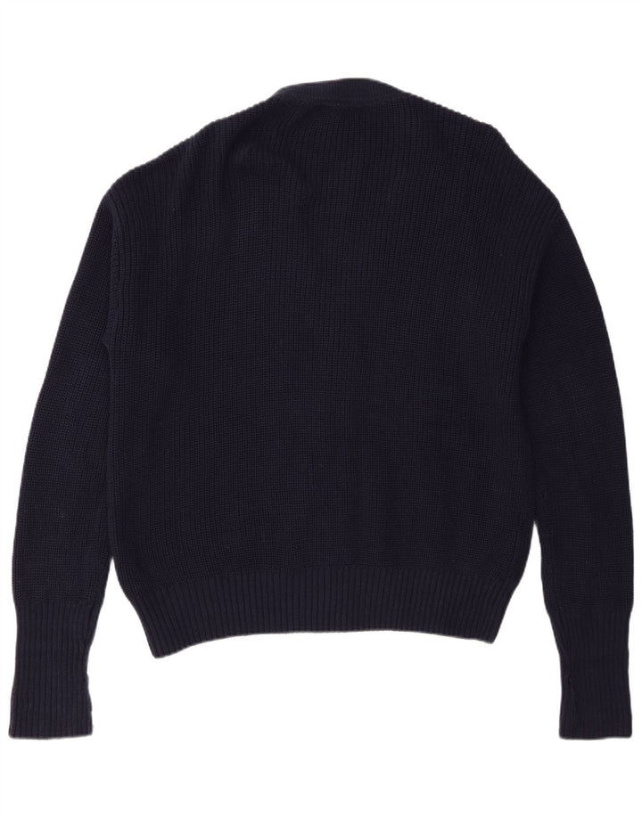 Zara Herre Cardigan Sweater Stor Marineblå Colourblock Bomuld