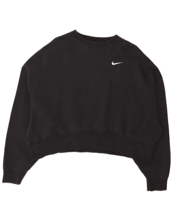 Nike Womens Crop Oversized Sweatshirt Jumper UK 14 Medium Sort Bomuld