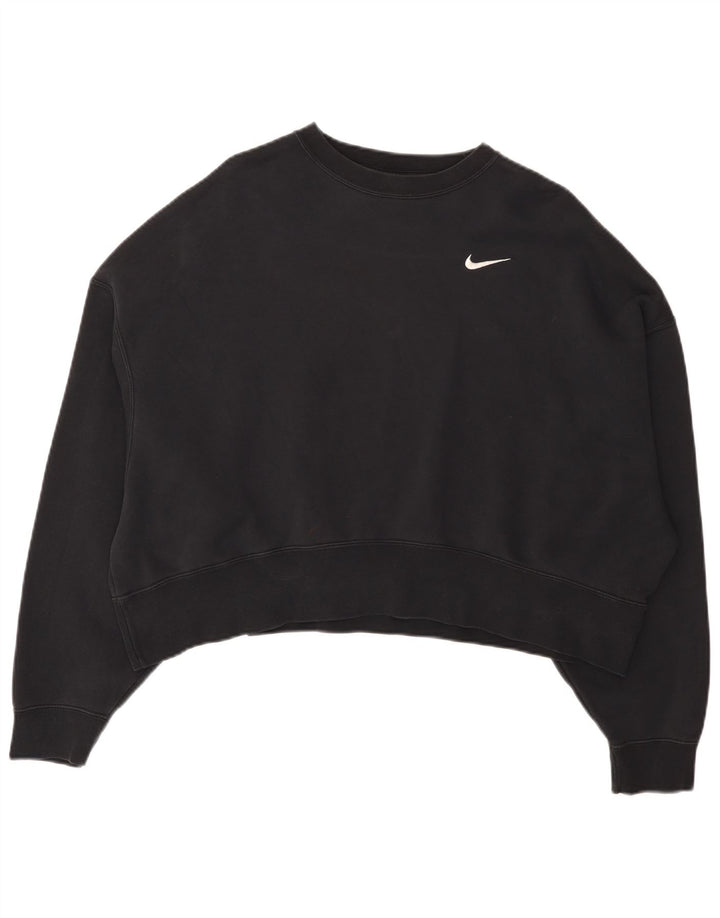 Nike Womens Crop Oversized Sweatshirt Jumper UK 14 Medium Sort Bomuld