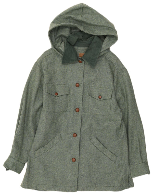 Ny Penny Womens Hooded Utility Jacket IT 42 Medium Green Wool