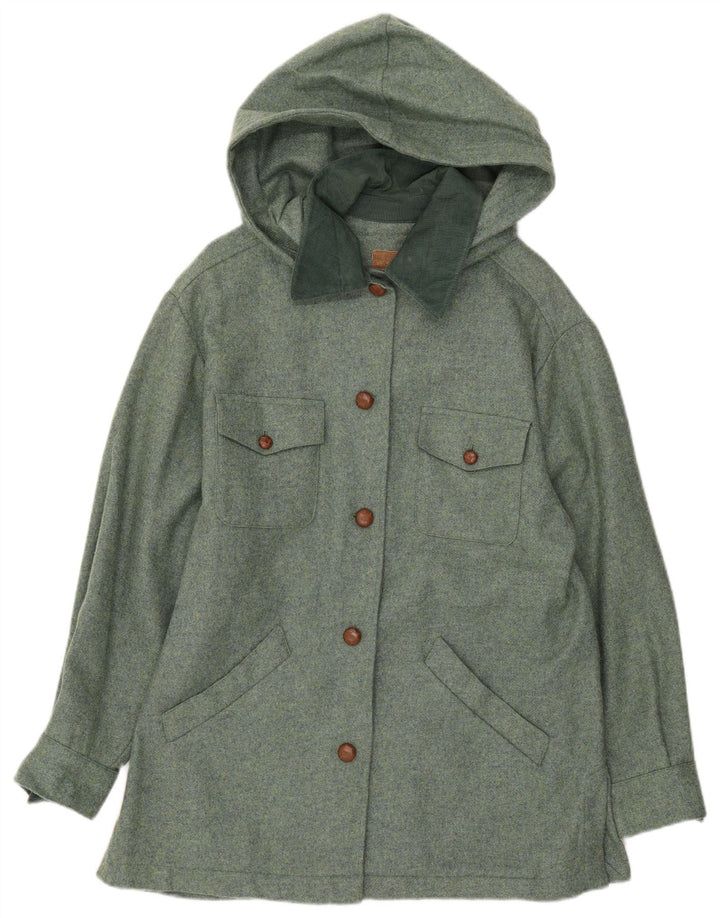Ny Penny Womens Hooded Utility Jacket IT 42 Medium Green Wool