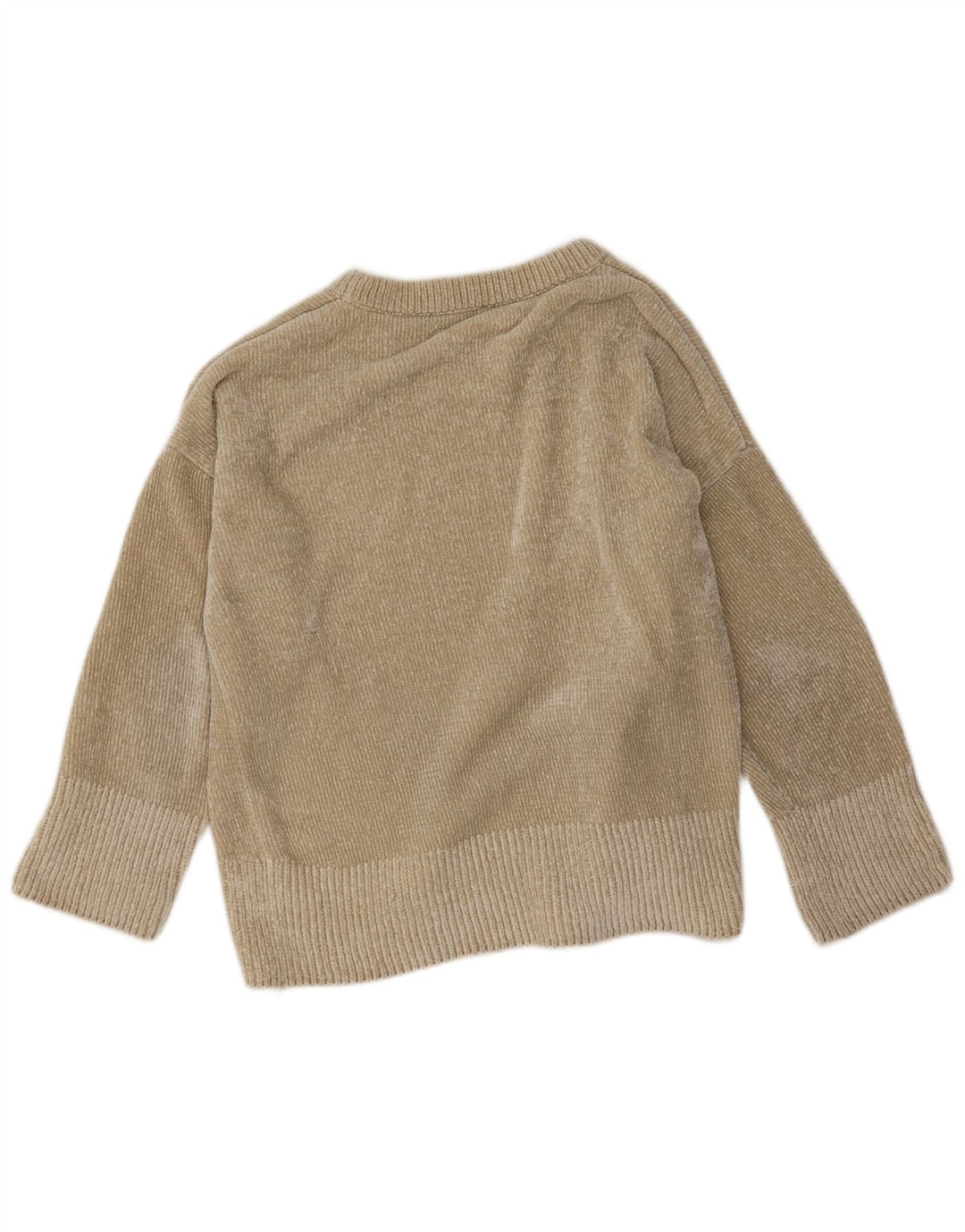 Zara Dame Oversized Crew Neck Jumper Sweater UK 14 Medium Beige