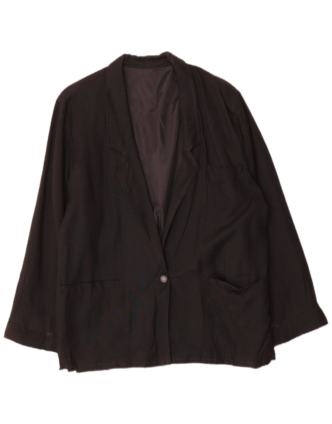 Vintage Dame Oversized 1 Knap Blazer Jacket UK 10 Small Black