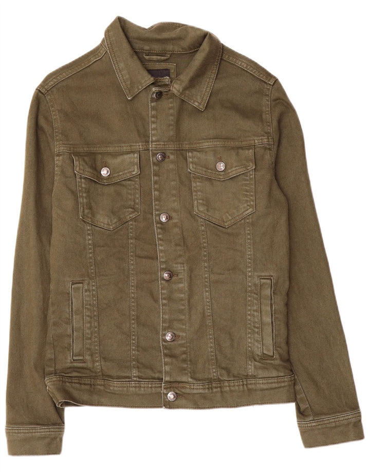 Zara Herre denimjakke UK 38 Medium Grøn Bomuld