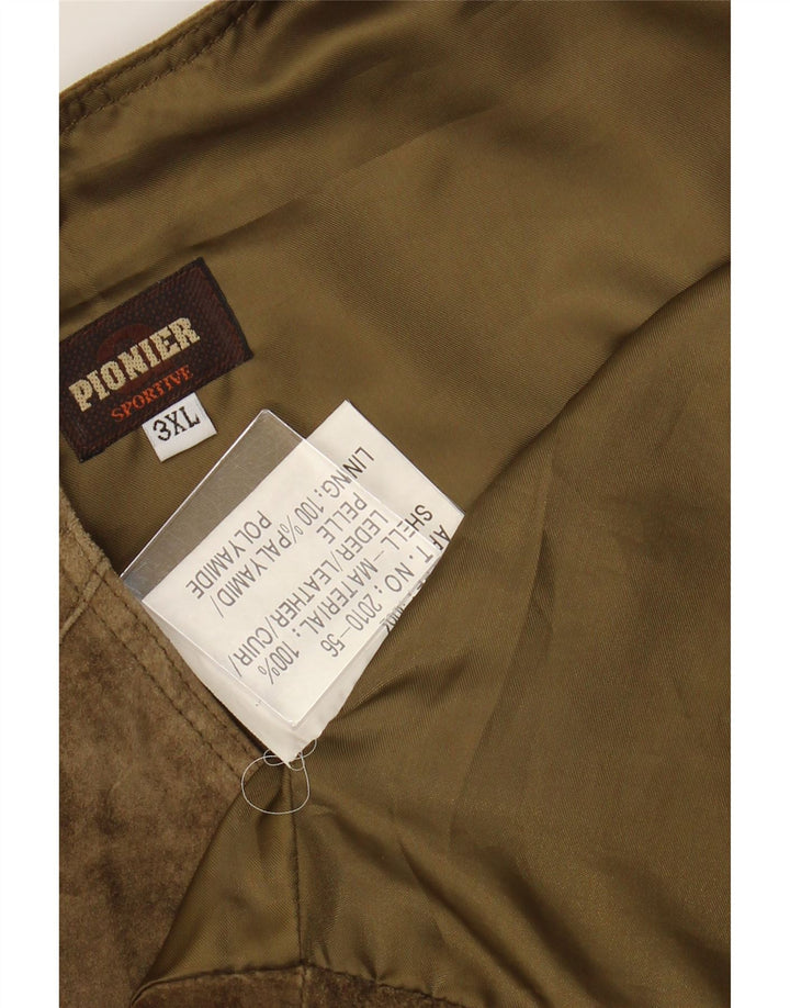 PIONIER Herre Ruskind Gilet UK 22 3XL Khaki Læder