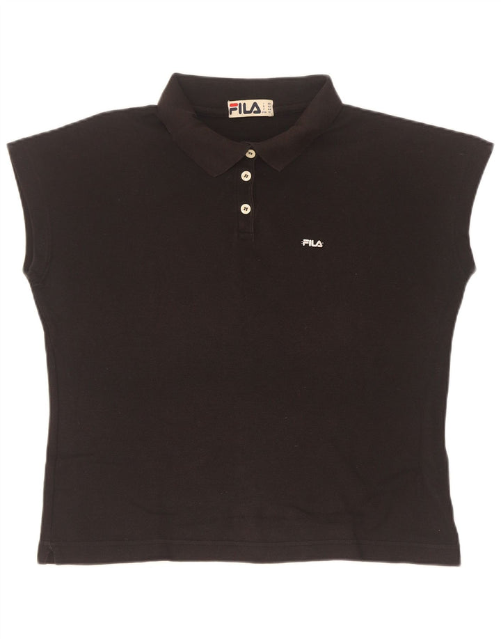 Fila Dame Polo Shirt IT 48 XL Sort Bomuld
