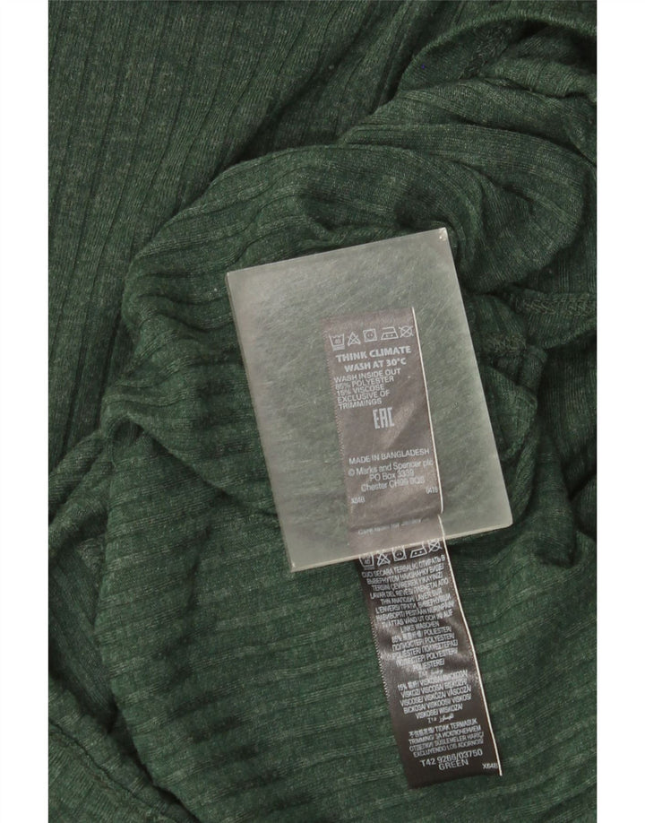Marks & Spencer Dame Langærmet Jumper Kjole UK 8 Lille grøn polyester