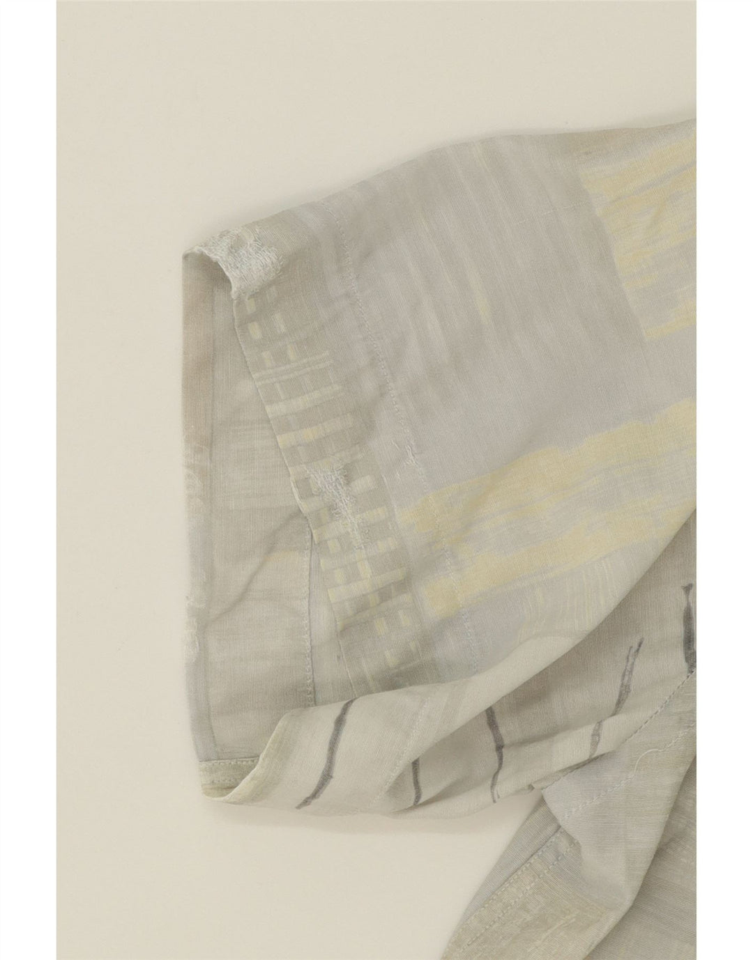 JUPITER Mens Short Sleeve Shirt Size 17 1/2 XL Off White Patchwork Viscose Vintage Jupiter and Second-Hand Jupiter from Messina Hembry 