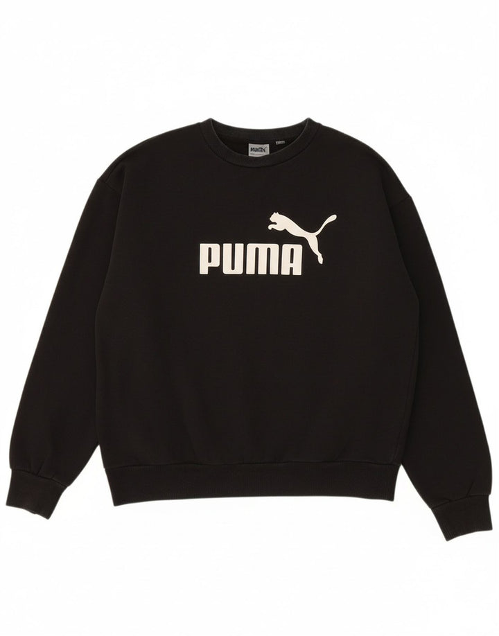 PUMA Womens Graphic Sweatshirt Jumper UK 14 Medium Black