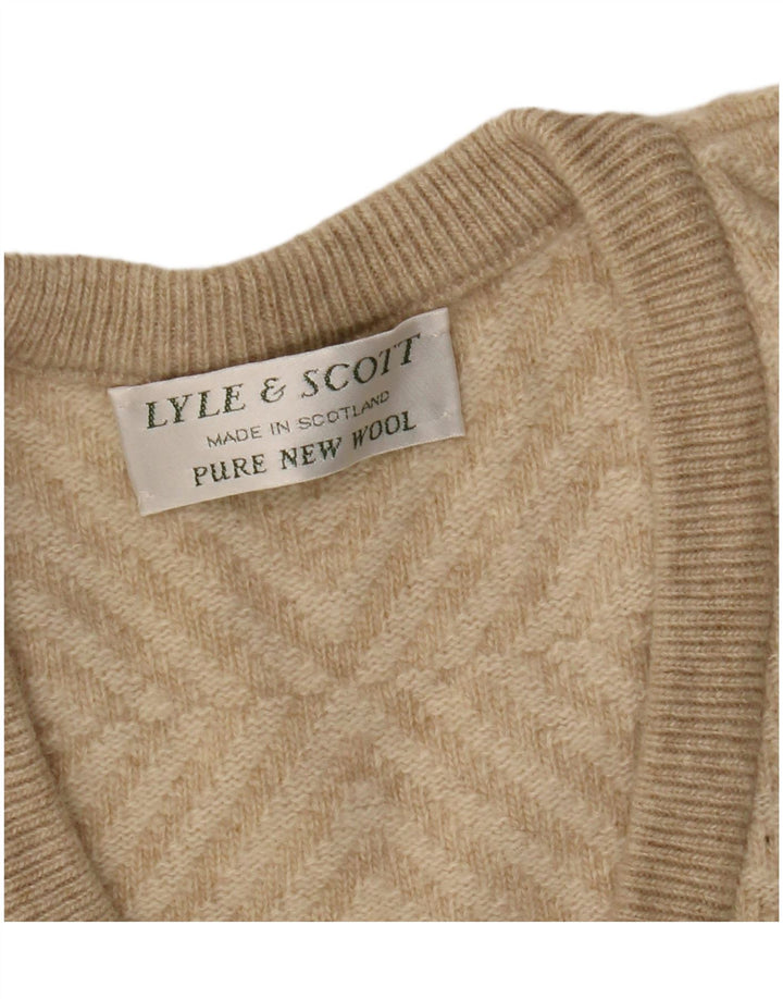 Lyle & Scott Herre V-hals sweater XL Beige Geometrisk Uld