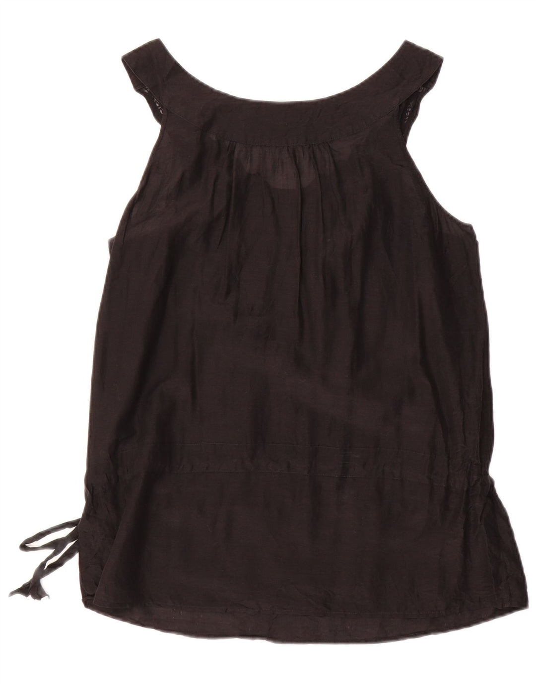 MASSIMO DUTTI Dame ærmeløs bluse Top UK 18 XL Sort Bomuld