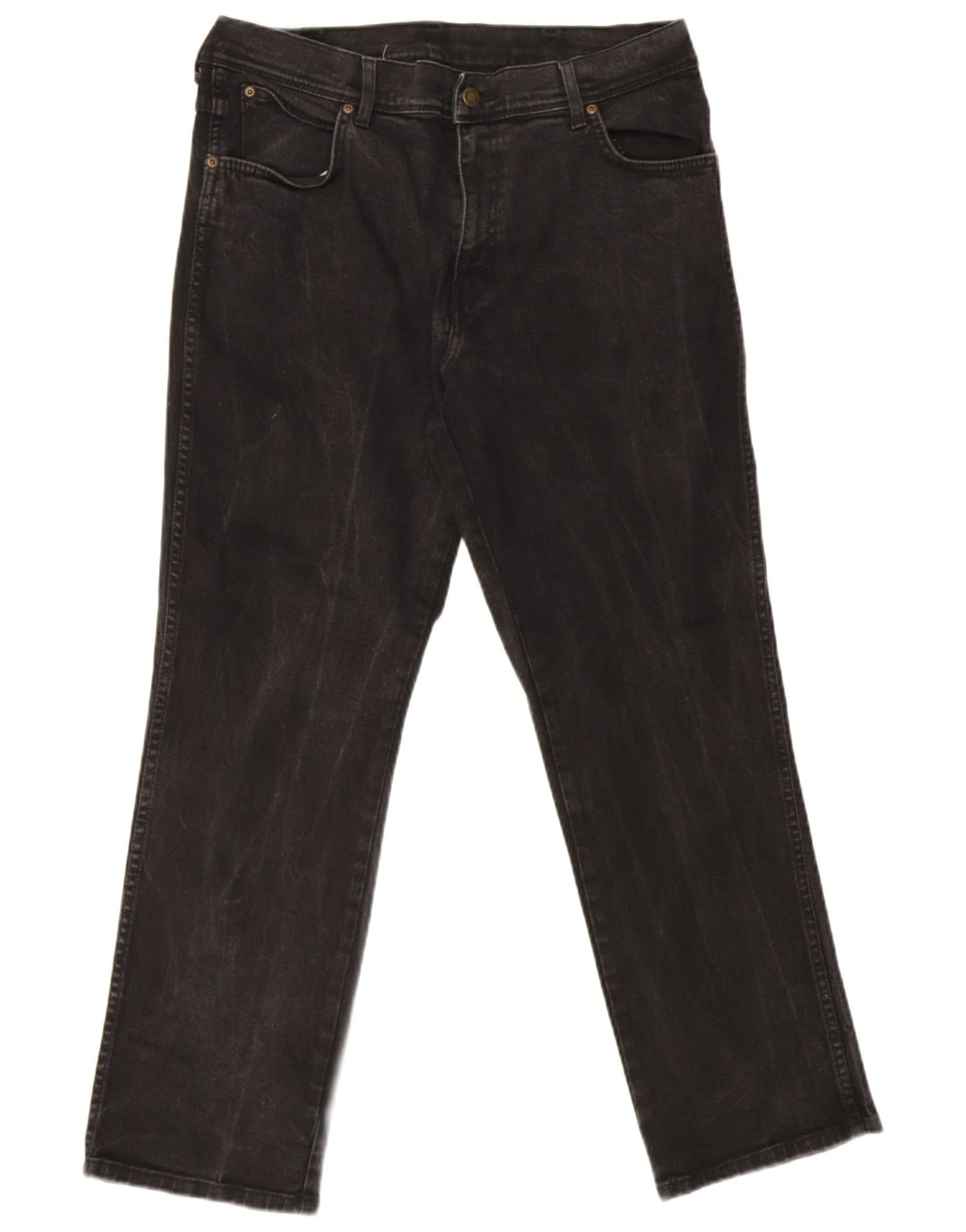 Wrangler Herre Regular Fit Straight Jeans W36 L30 Sort Bomuld