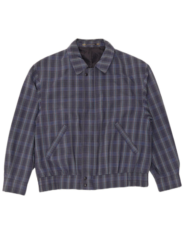 Vintage bomberjakke til mænd IT 50 Stor marineblå ternet polyester