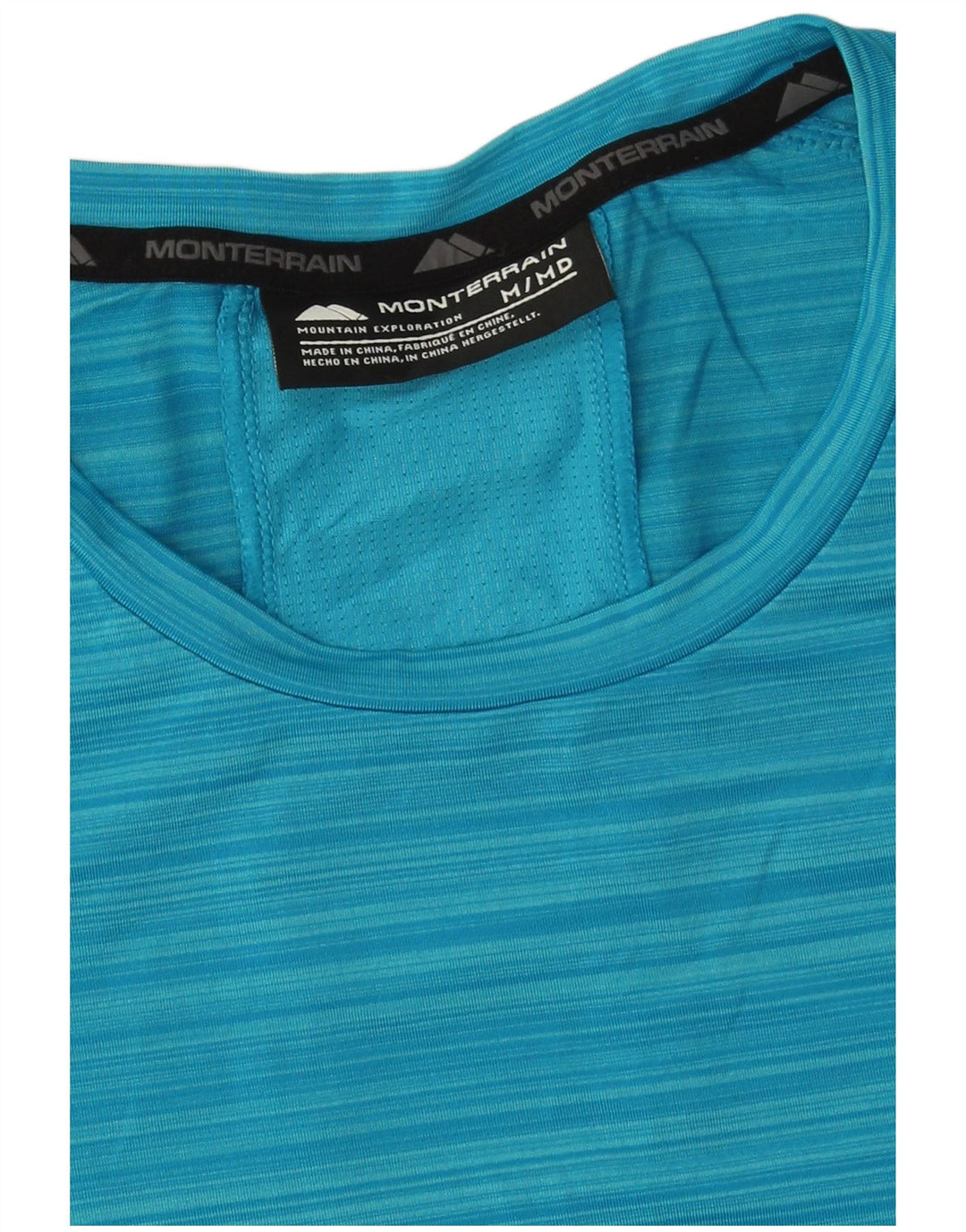 Monterrain Herre grafisk grafisk T-shirt top mellemblå stribet polyester