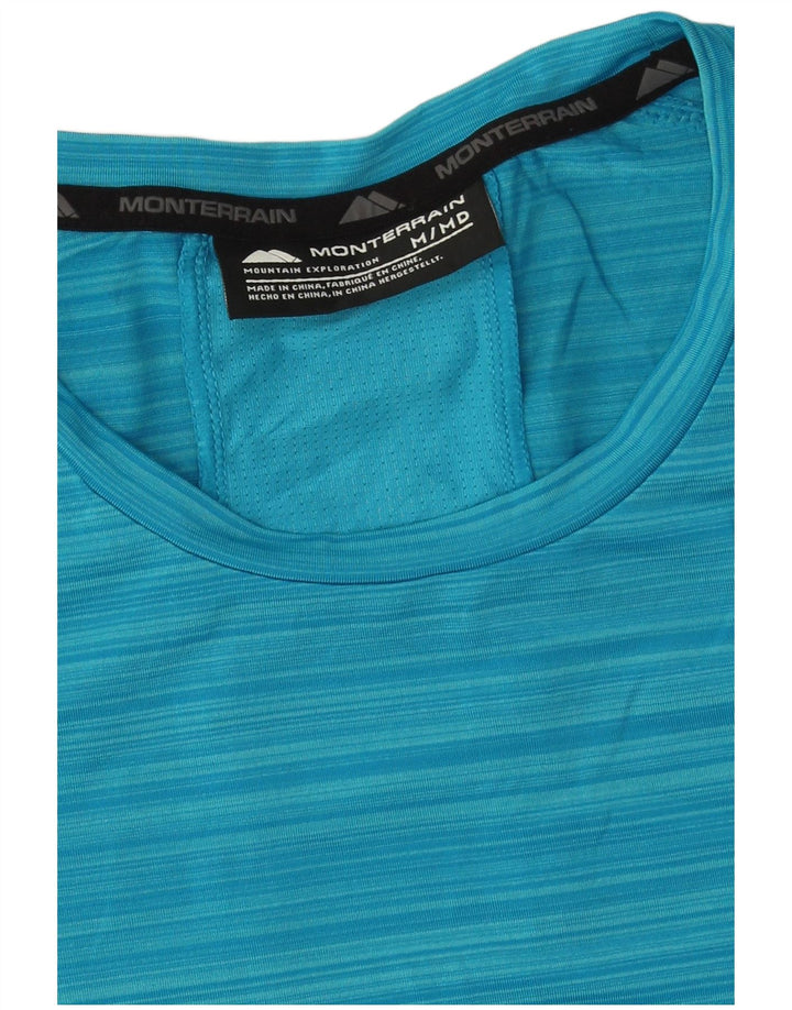 Monterrain Herre grafisk grafisk T-shirt top mellemblå stribet polyester