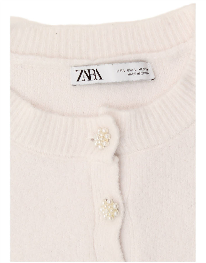Zara Dame Cardigan Sweater UK 14 Large White