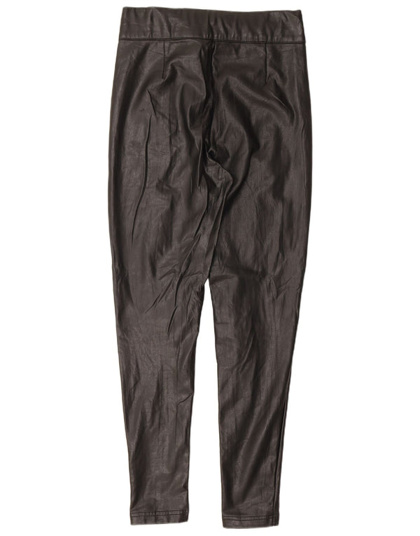 Marks & Spencer Womens Faux Leather Trousers UK 10 Small W28 L27 Black