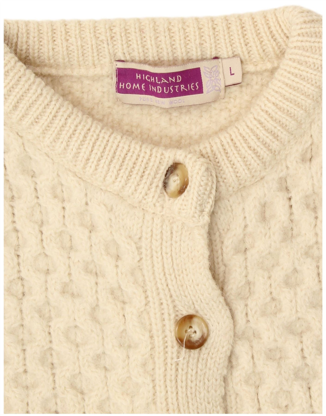 HIGHLAND HOME INDUSTRIES Womens Crop Cardigan Sweater UK 16 Large Beige
