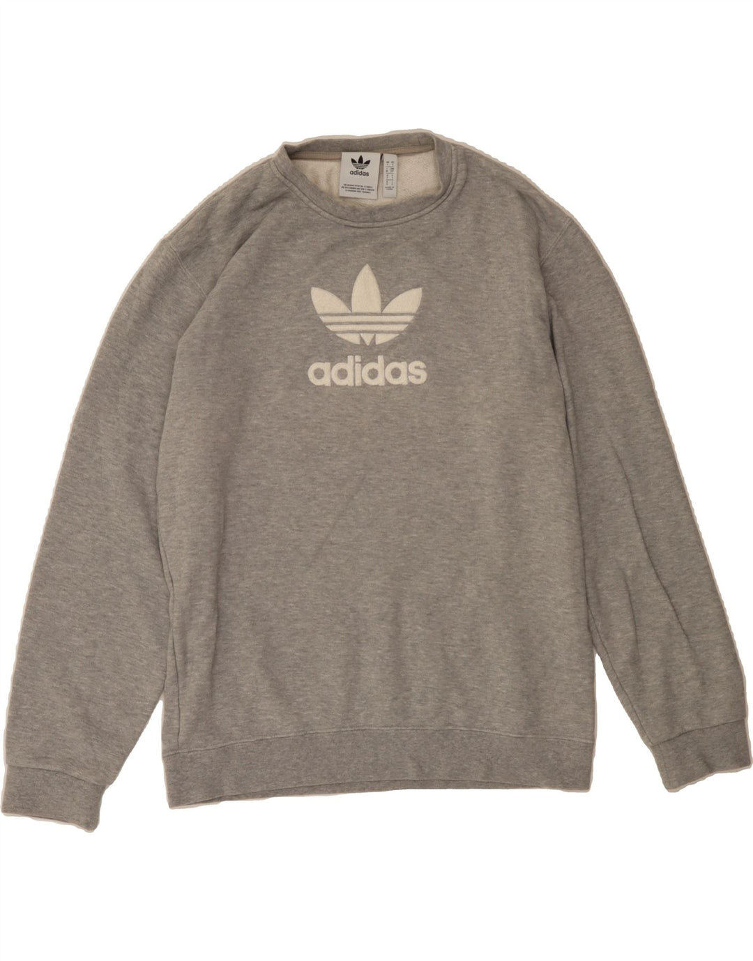 ADIDAS Mens Graphic Sweatshirt Jumper Small Grey Cotton Vintage Adidas and Second-Hand Adidas from Messina Hembry 