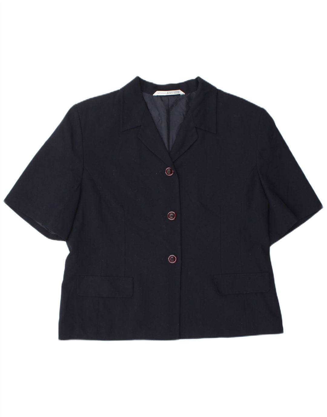 Marks & Spencer Dame Kortærmet Blazer Jacket UK 18 XL Navy Blue