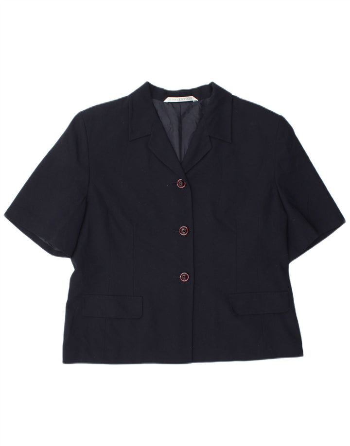 Marks & Spencer Dame Kortærmet Blazer Jacket UK 18 XL Navy Blue