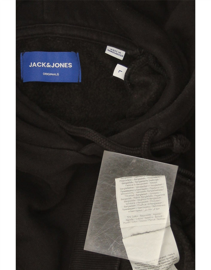JACK & JONES Mens Hoodie Jumper Large Black Cotton Vintage Jack & Jones and Second-Hand Jack & Jones from Messina Hembry 