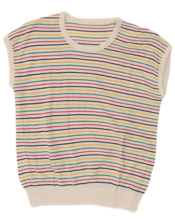 Vintage Dame Vest Tank Top UK 10 Small Multicolored Striped