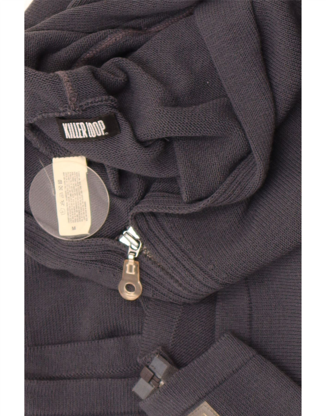 Killer Loop Dame Crop Hooded Cardigan Sweater UK 12 Medium Navy Blue