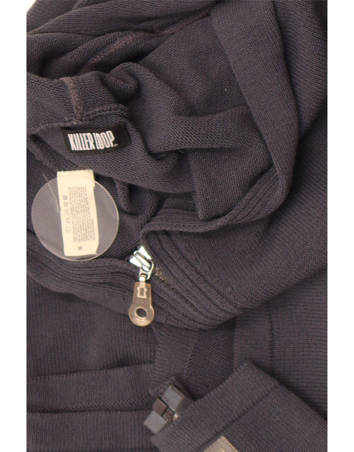 Killer Loop Dame Crop Hooded Cardigan Sweater UK 12 Medium Navy Blue