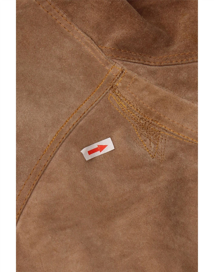 Vintage dame 3-knaps ruskindsblazerjakke UK 12 medium brun