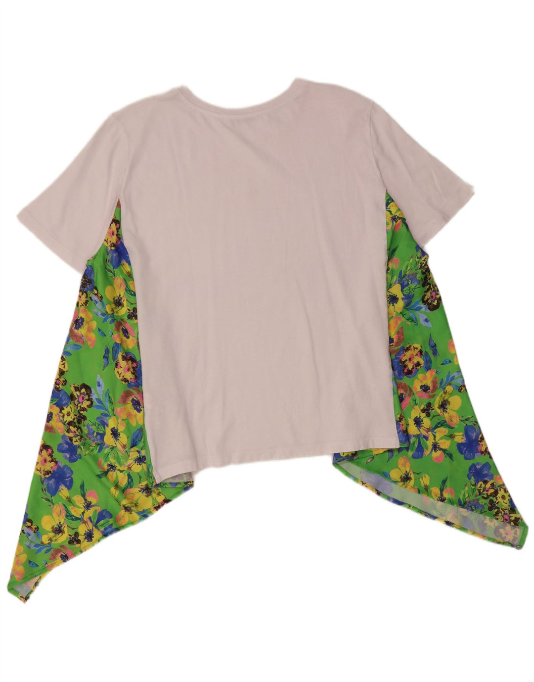 Zara Dame Asymmetrisk Oversized Tunika Top UK 16 Large White Floral Bomuld