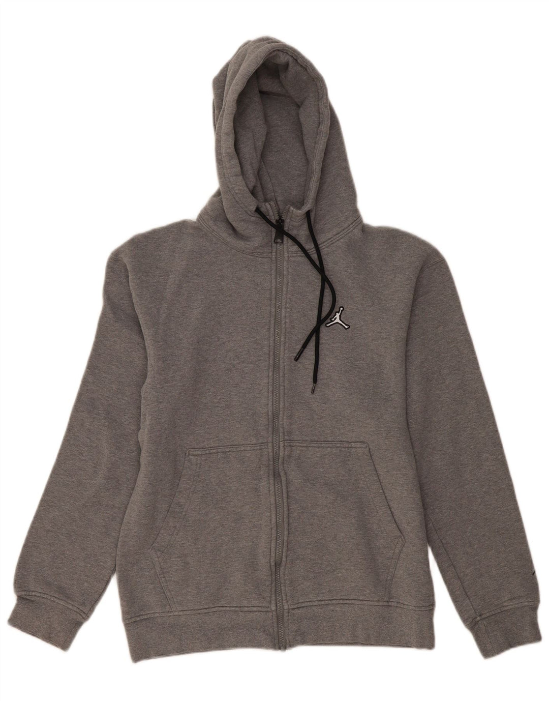 JORDAN Mens Zip Hoodie Sweater Small Grey Flecked Cotton