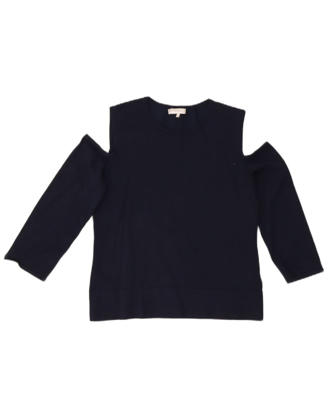 Hobbs Dame Off Shoulder Top 3/4 ærmer UK 12 Medium Navy Blue Viscose