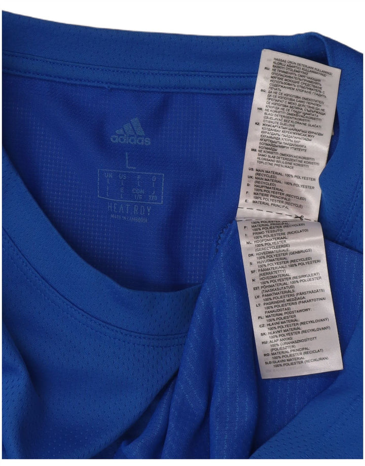 Adidas Grafisk T-shirt top til mænd, stor blå polyester