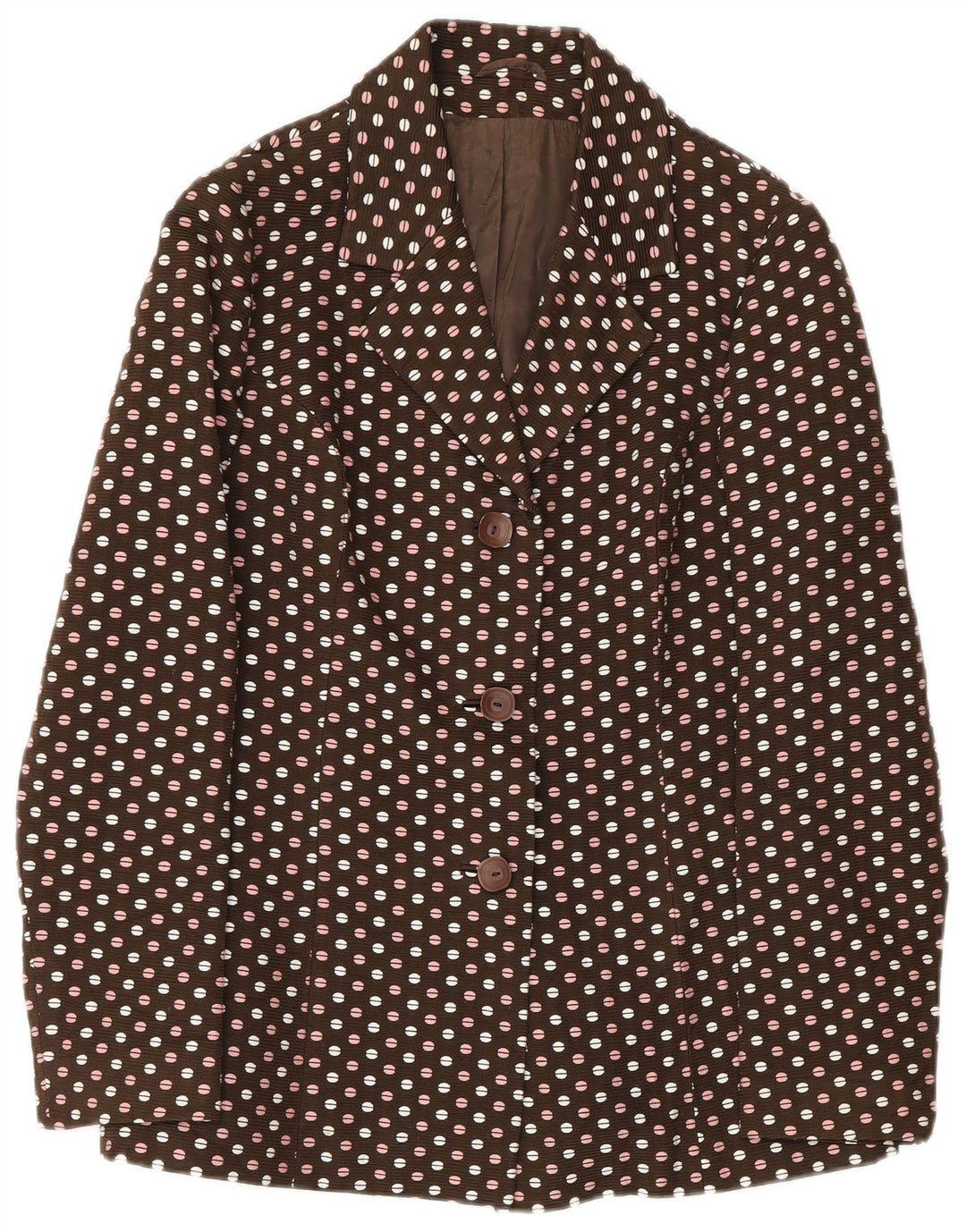 Vintage kvinders 3-knap 2-delt sæt IT 48 XL Brun Polka Dot