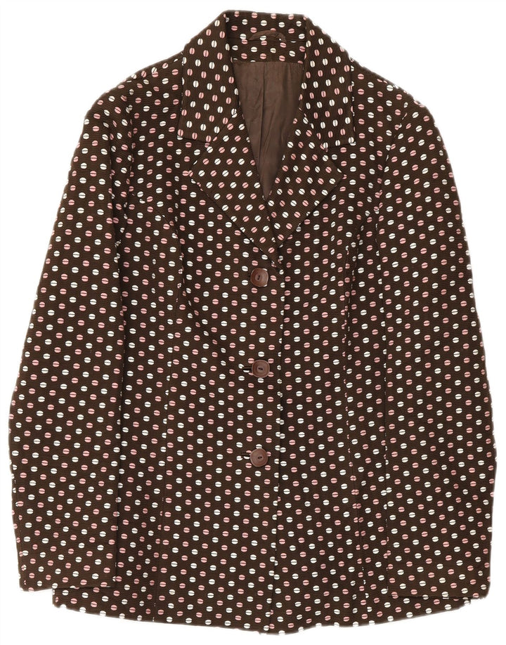 Vintage kvinders 3-knap 2-delt sæt IT 48 XL Brun Polka Dot