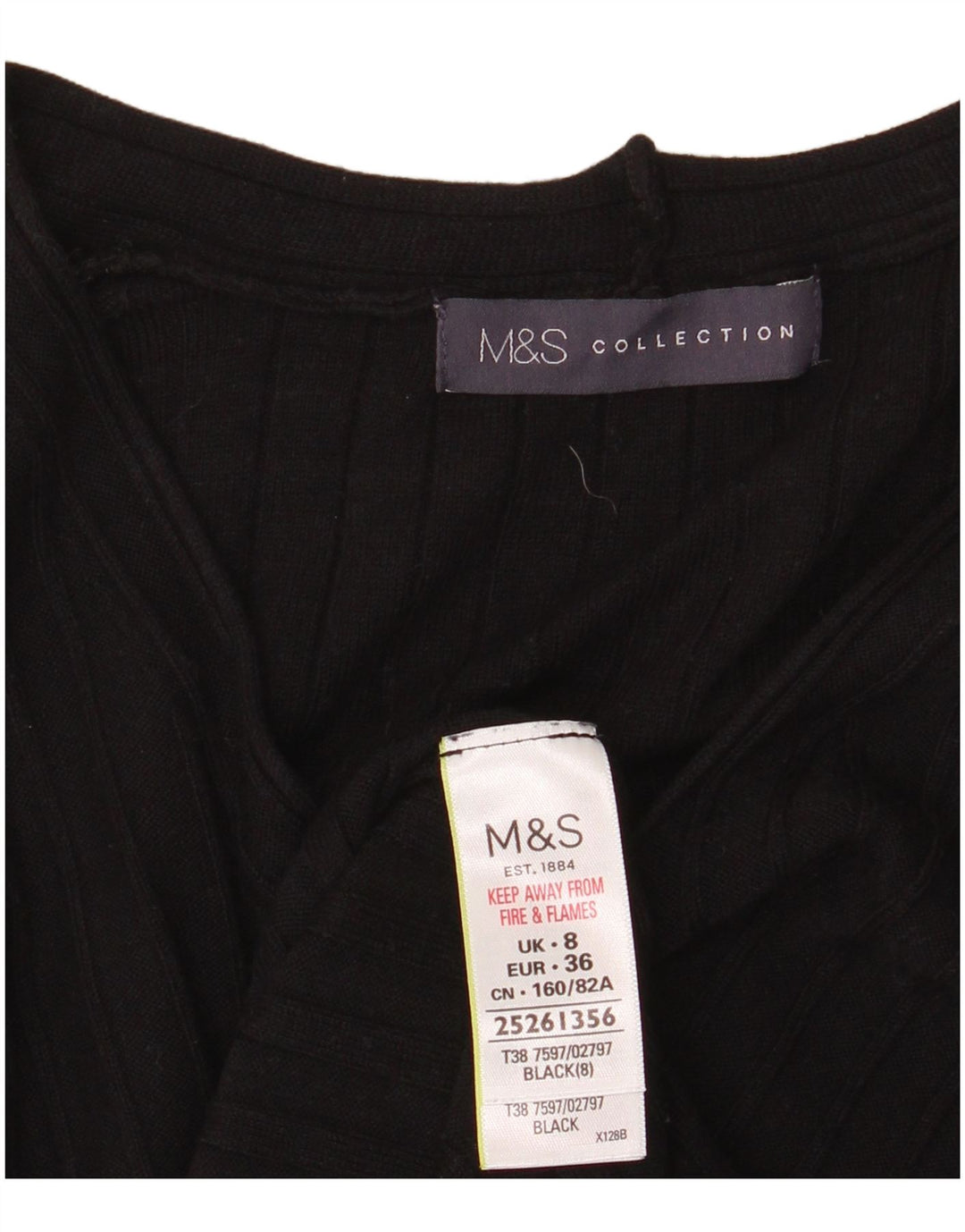 Marks & Spencer Dame V-hals sweater UK 8 Small Black Viscose