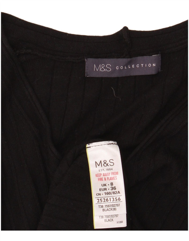 Marks & Spencer Dame V-hals sweater UK 8 Small Black Viscose