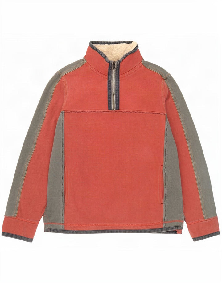 Fat Face Herre The Airlie Zip Neck Sweatshirt Jumper Medium Rød Colourblock