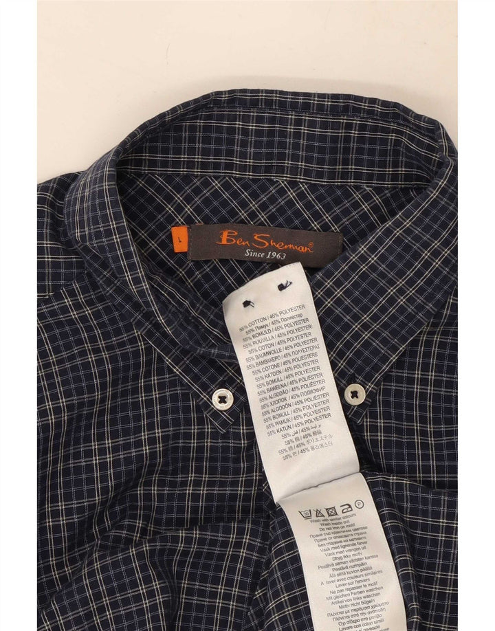Ben Sherman herreskjorte stor marineblå ternet bomuld