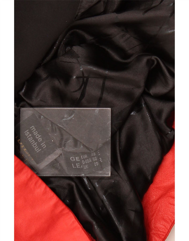 IBIZA Læderjakke med hætte til kvinder UK 20 2XL Rød Colourblock Læder