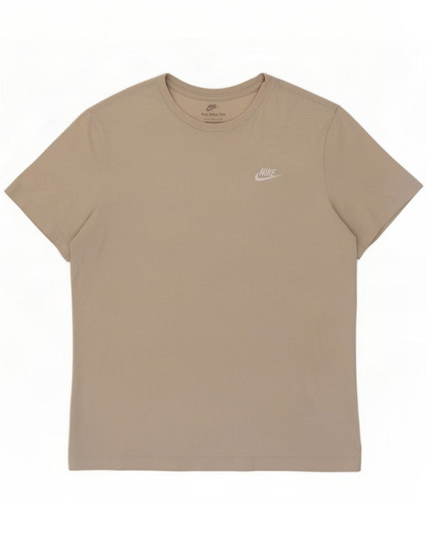 Nike Mens T-Shirt Top Medium Beige Cotton