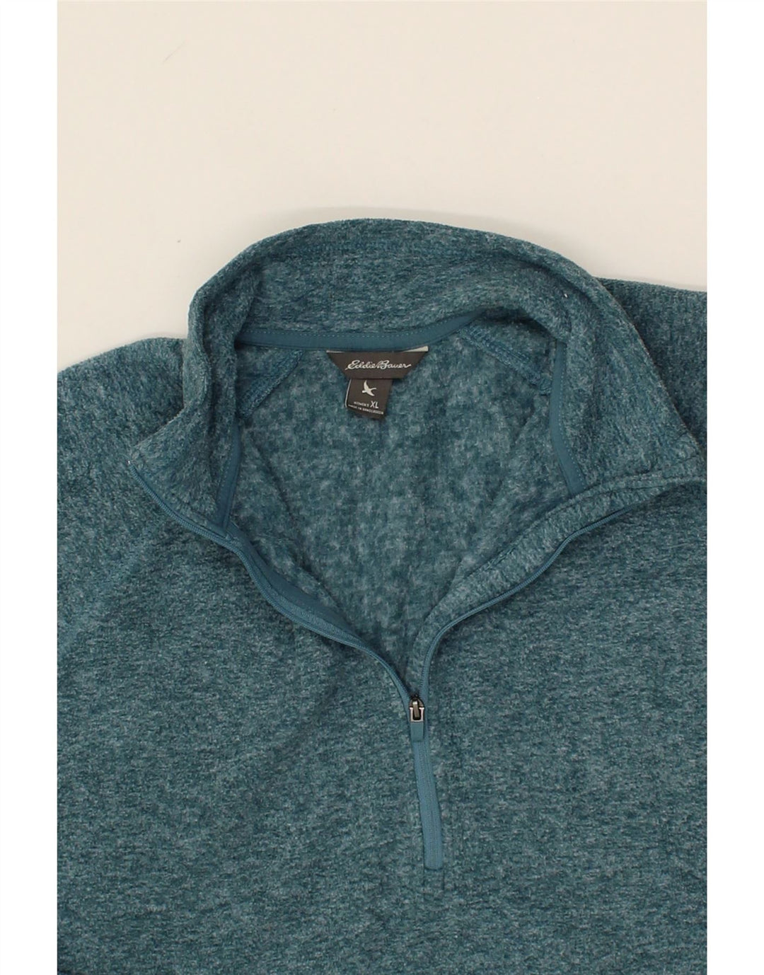 EDDIE BAUER Womens Zip Neck Fleece Jumper XL Blue Flecked Polyester Vintage Eddie Bauer and Second-Hand Eddie Bauer from Messina Hembry 