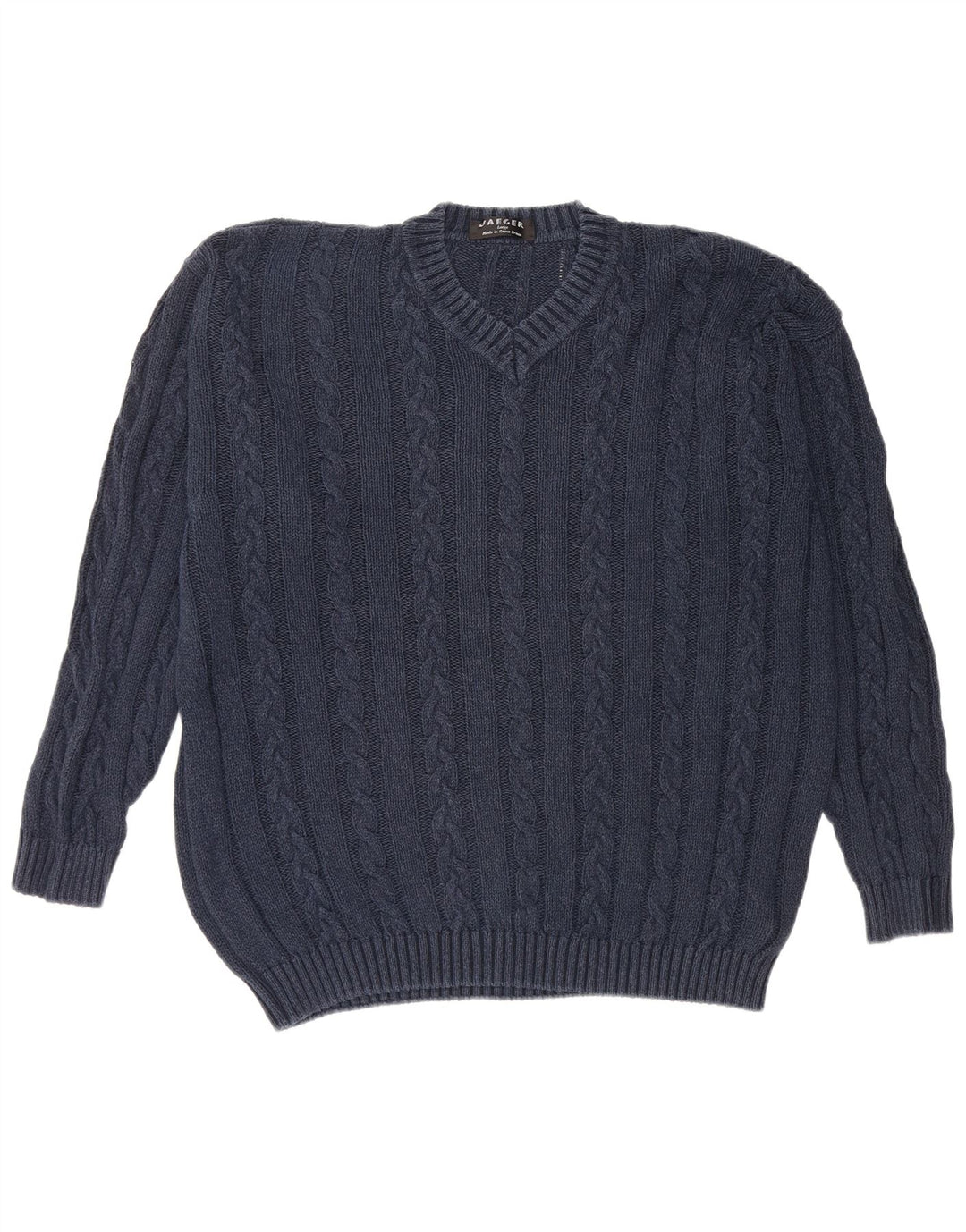 Jaeger Herre V-hals sweater Stor marineblå bomuld